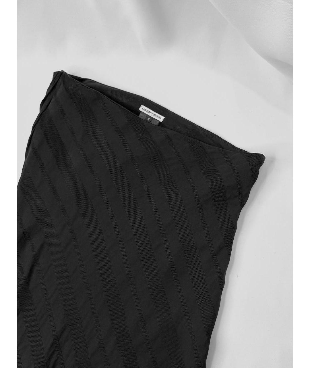 ANN DEMEULEMEESTER Черная хлопковая юбка миди, фото 4