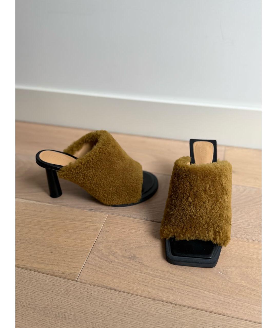 JACQUEMUS Коричневые кожаные мюли, фото 7