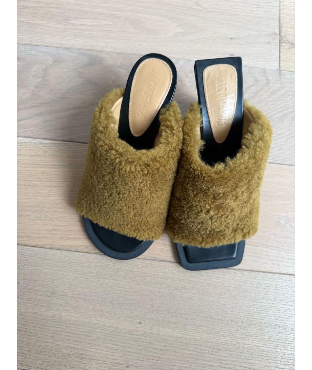 JACQUEMUS Коричневые кожаные мюли, фото 3