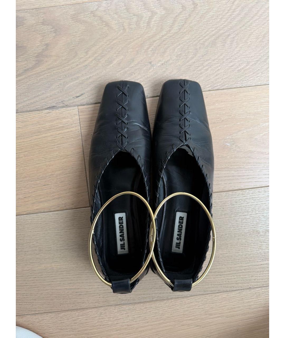 JIL SANDER Черные кожаные балетки, фото 3