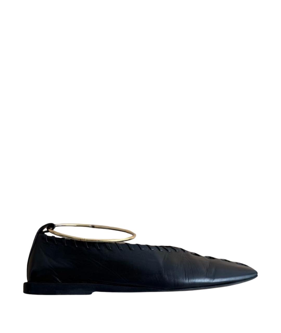 JIL SANDER Черные кожаные балетки, фото 1
