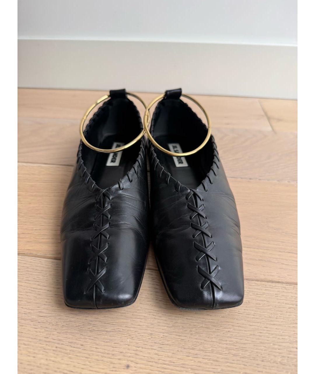 JIL SANDER Черные кожаные балетки, фото 2