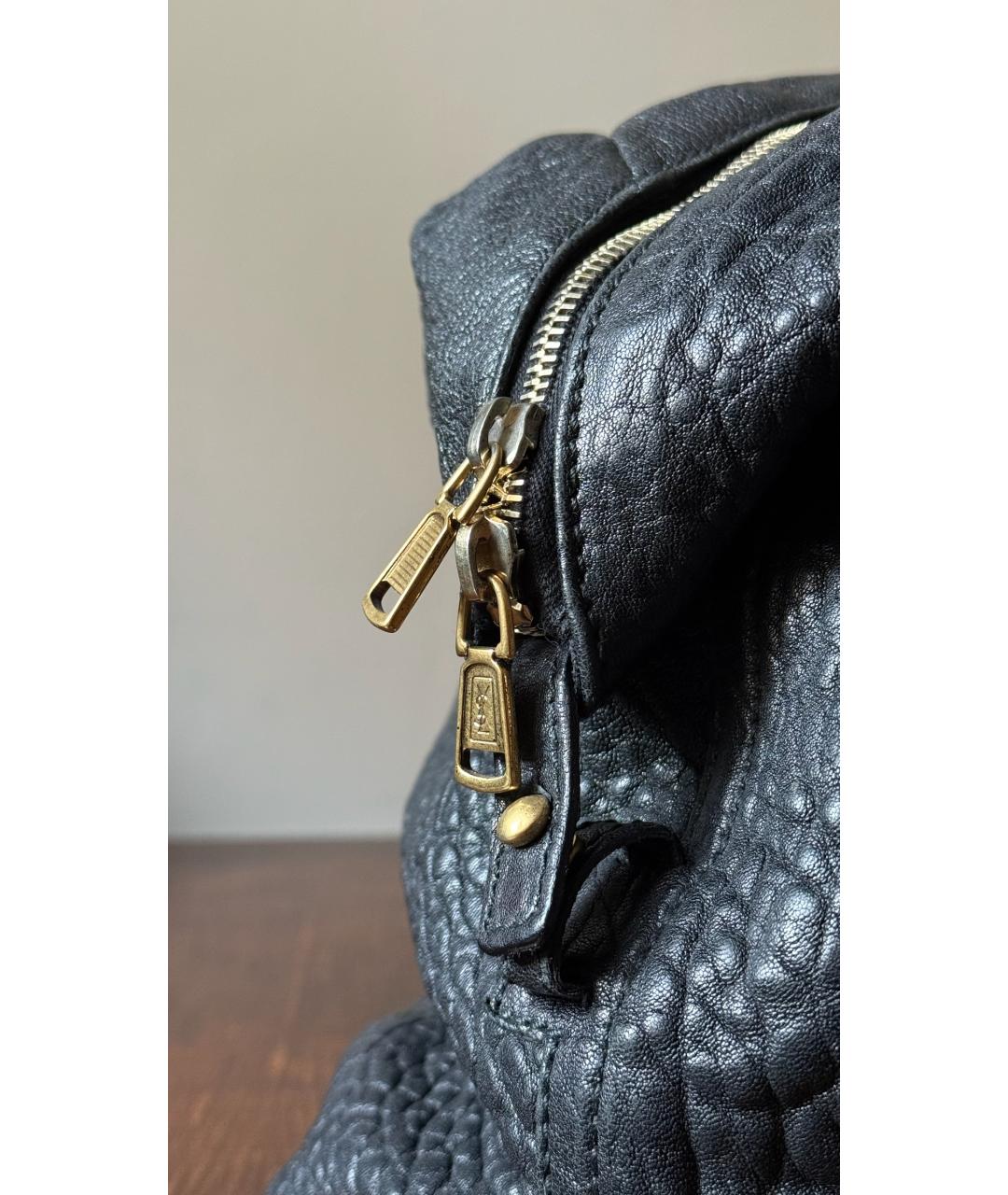 SAINT LAURENT Черная кожаная дорожная/спортивная сумка, фото 4
