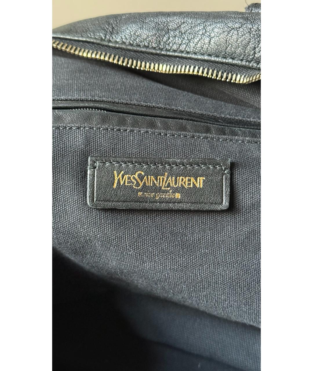 SAINT LAURENT Черная кожаная дорожная/спортивная сумка, фото 7
