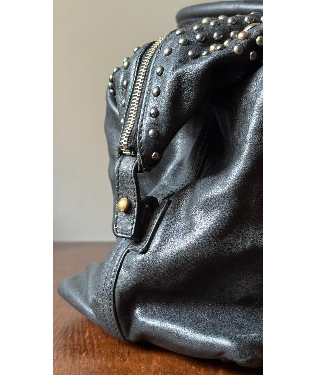 SAINT LAURENT Черная кожаная сумка тоут, фото 6