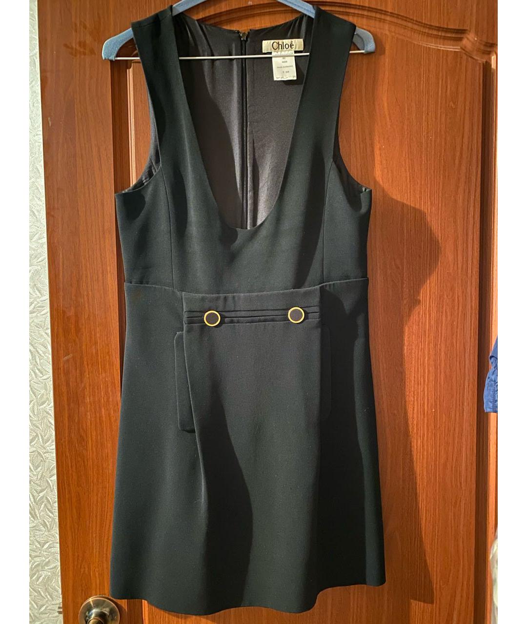 CHLOE Черное вискозное повседневное платье, фото 7