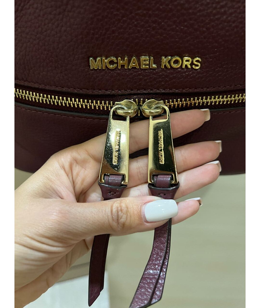 MICHAEL KORS Бордовый кожаный рюкзак, фото 3