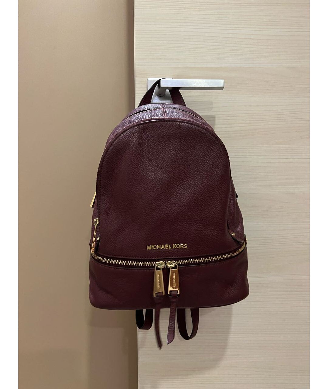 MICHAEL KORS Бордовый кожаный рюкзак, фото 6