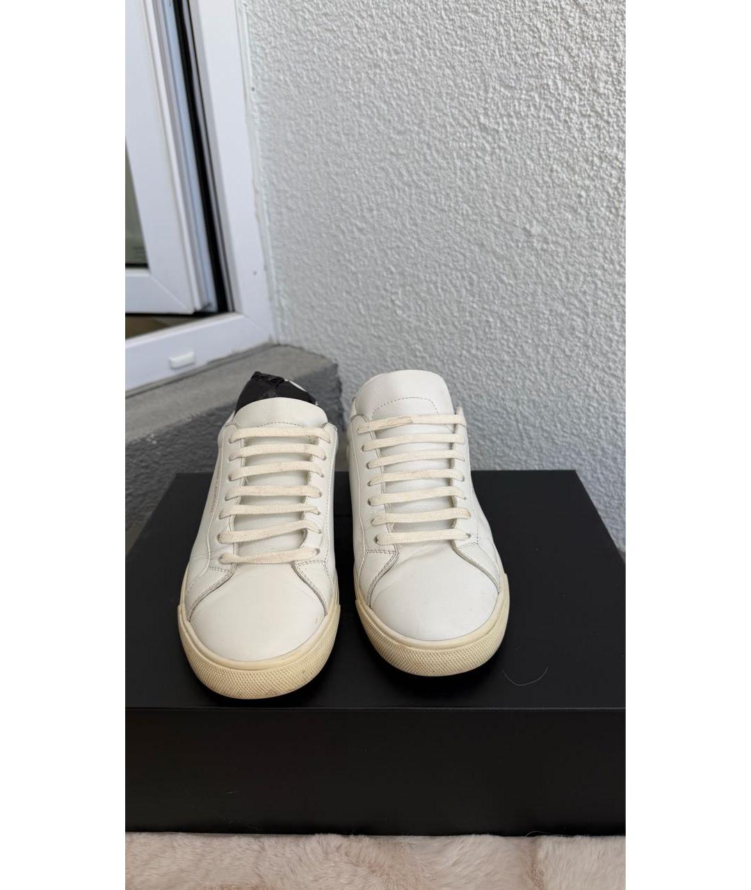 SAINT LAURENT Белые кожаные кеды, фото 2