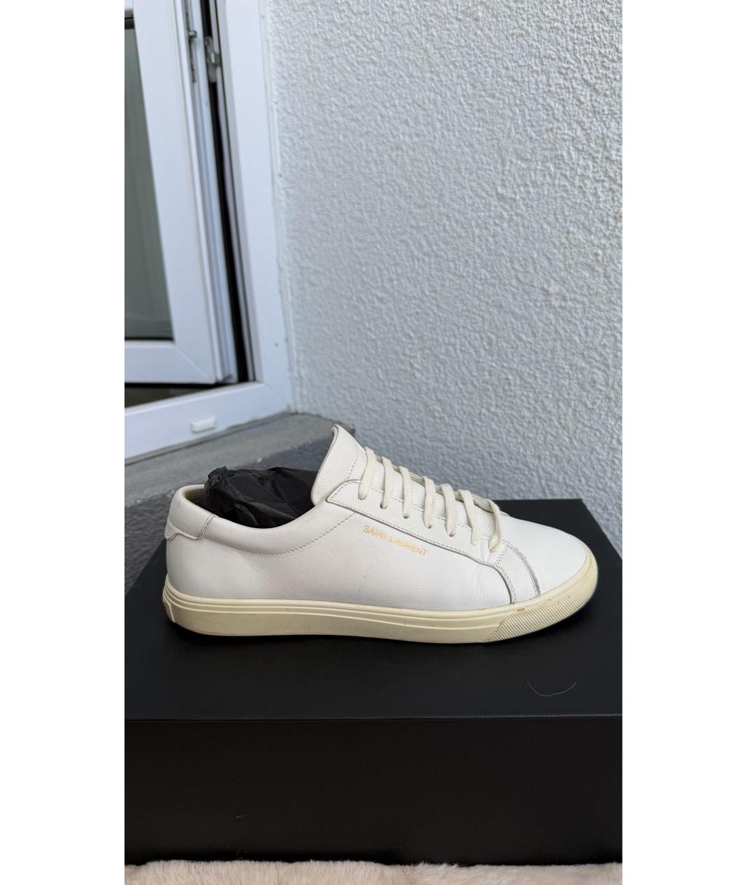 SAINT LAURENT Белые кожаные кеды, фото 9