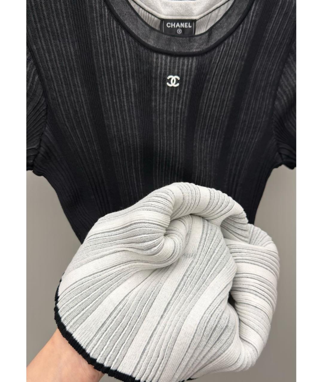 CHANEL Черная хлопковая майка, фото 6