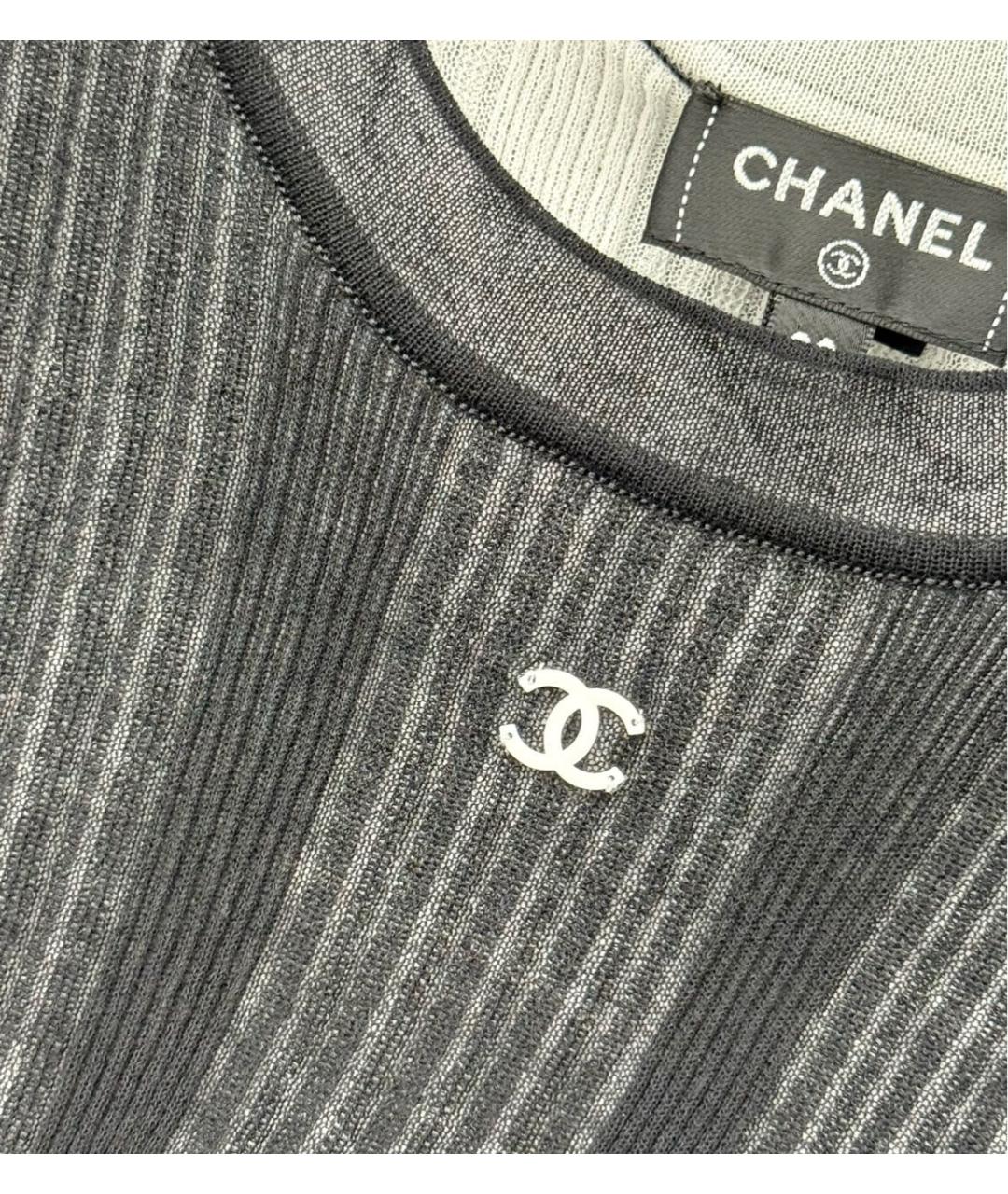 CHANEL Черная хлопковая майка, фото 3
