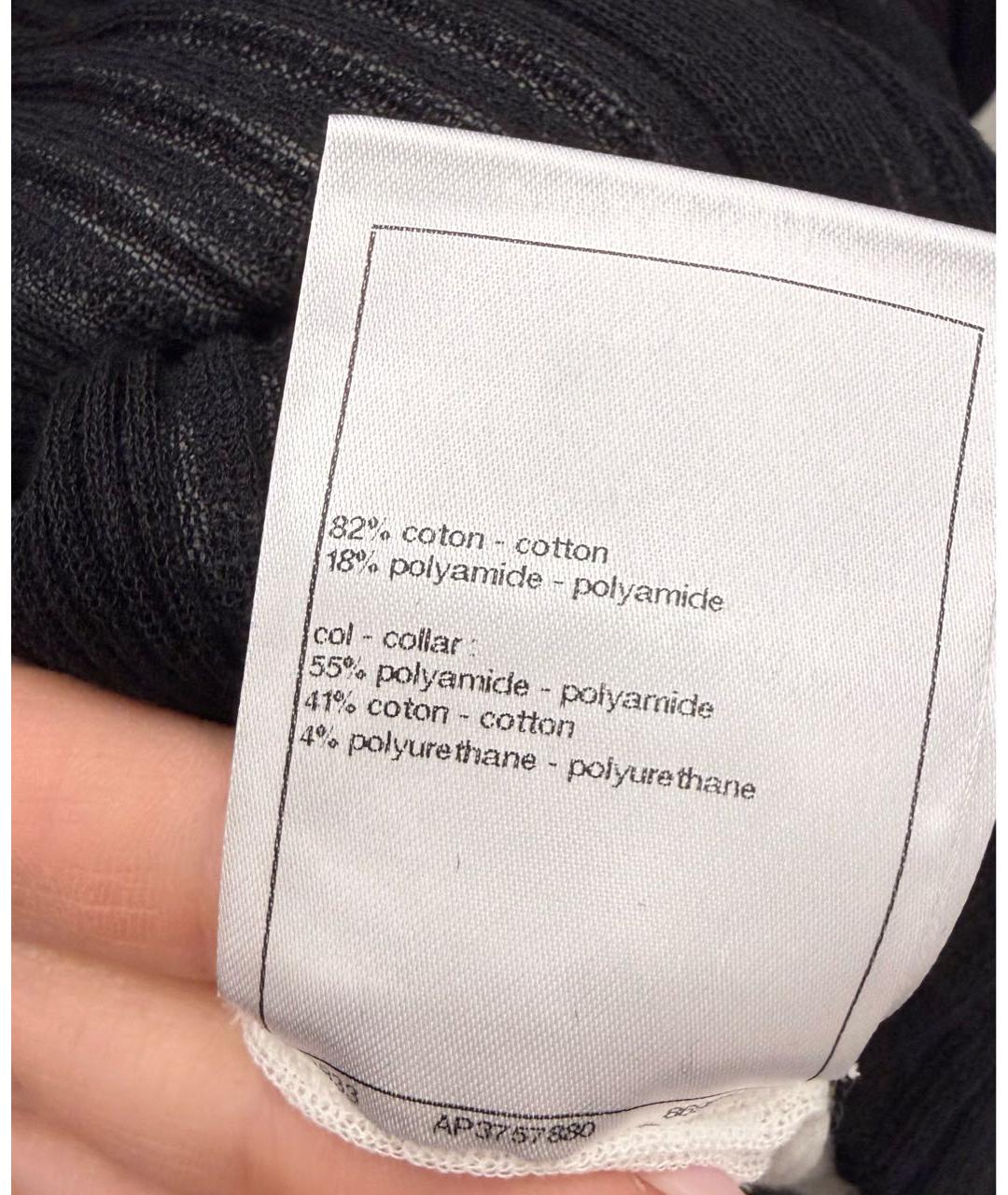CHANEL Черная хлопковая майка, фото 7