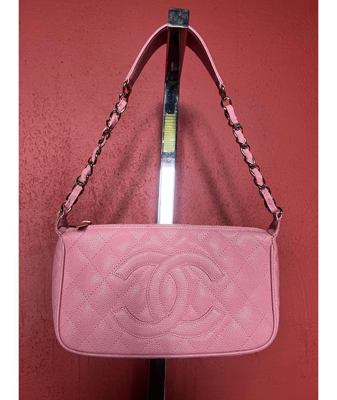 CHANEL Розовая кожаная сумка с короткими ручками, фото 9