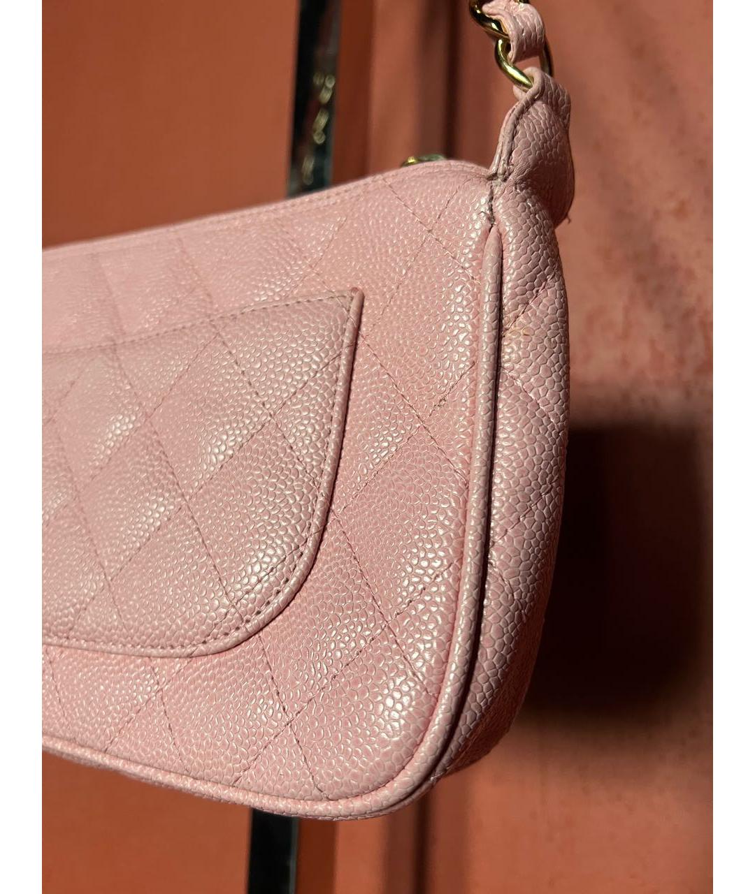 CHANEL Розовая кожаная сумка с короткими ручками, фото 5