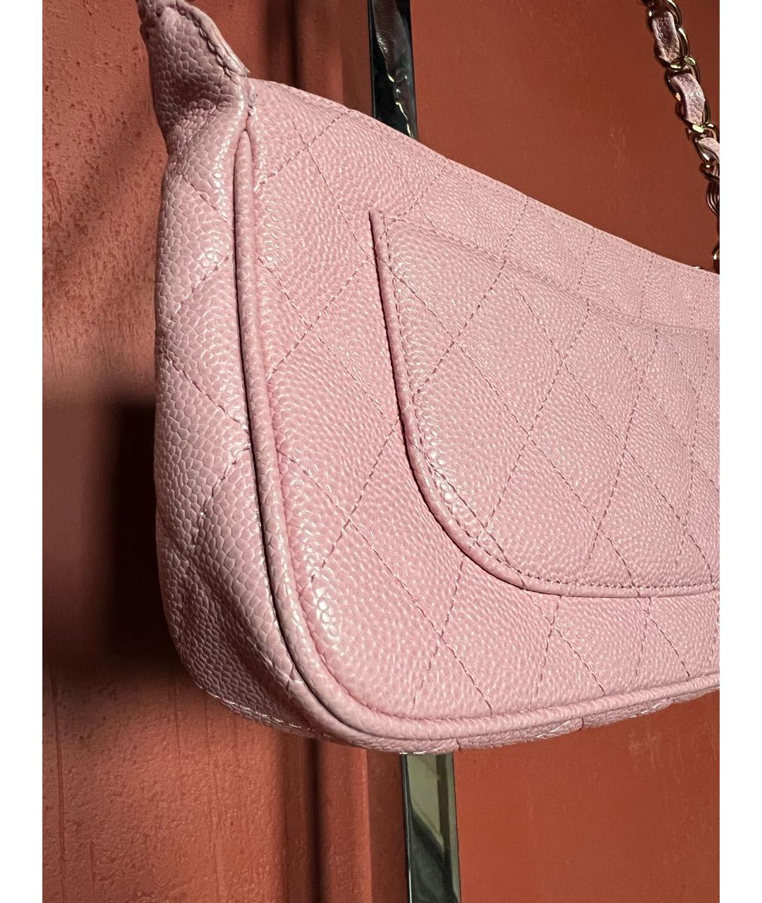 CHANEL Розовая кожаная сумка с короткими ручками, фото 4