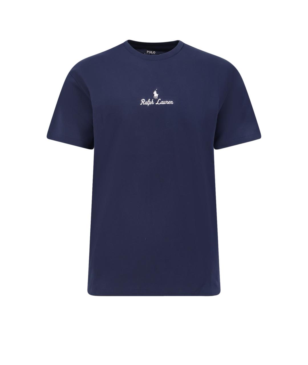 POLO RALPH LAUREN Темно-синяя хлопковая футболка, фото 1