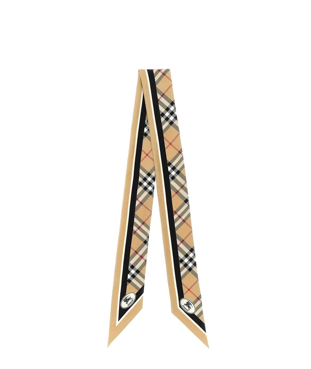BURBERRY Бежевый шелковый шарф, фото 1