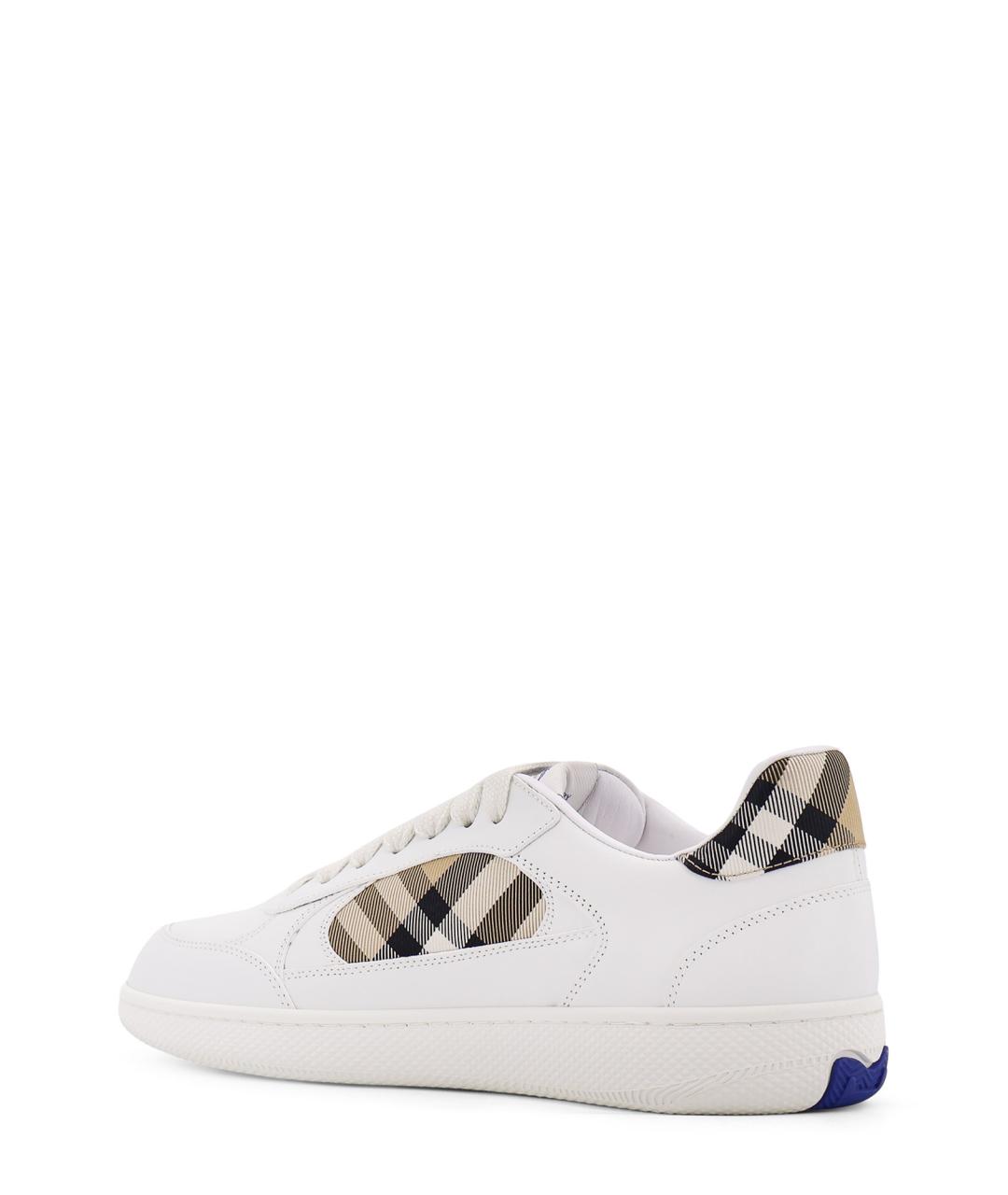 BURBERRY Белые кожаные низкие кроссовки / кеды, фото 3
