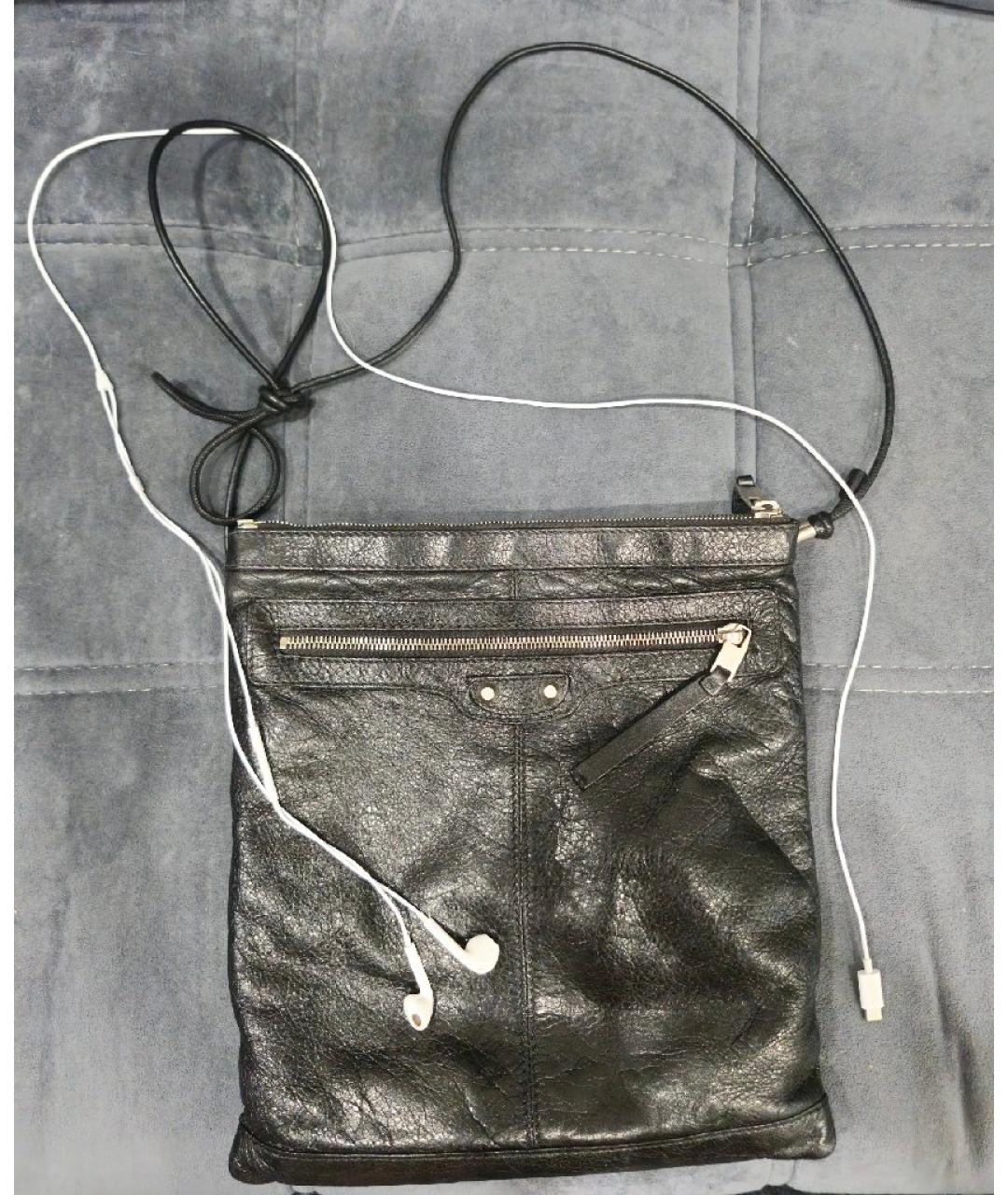 BALENCIAGA Черная кожаная сумка на плечо, фото 2