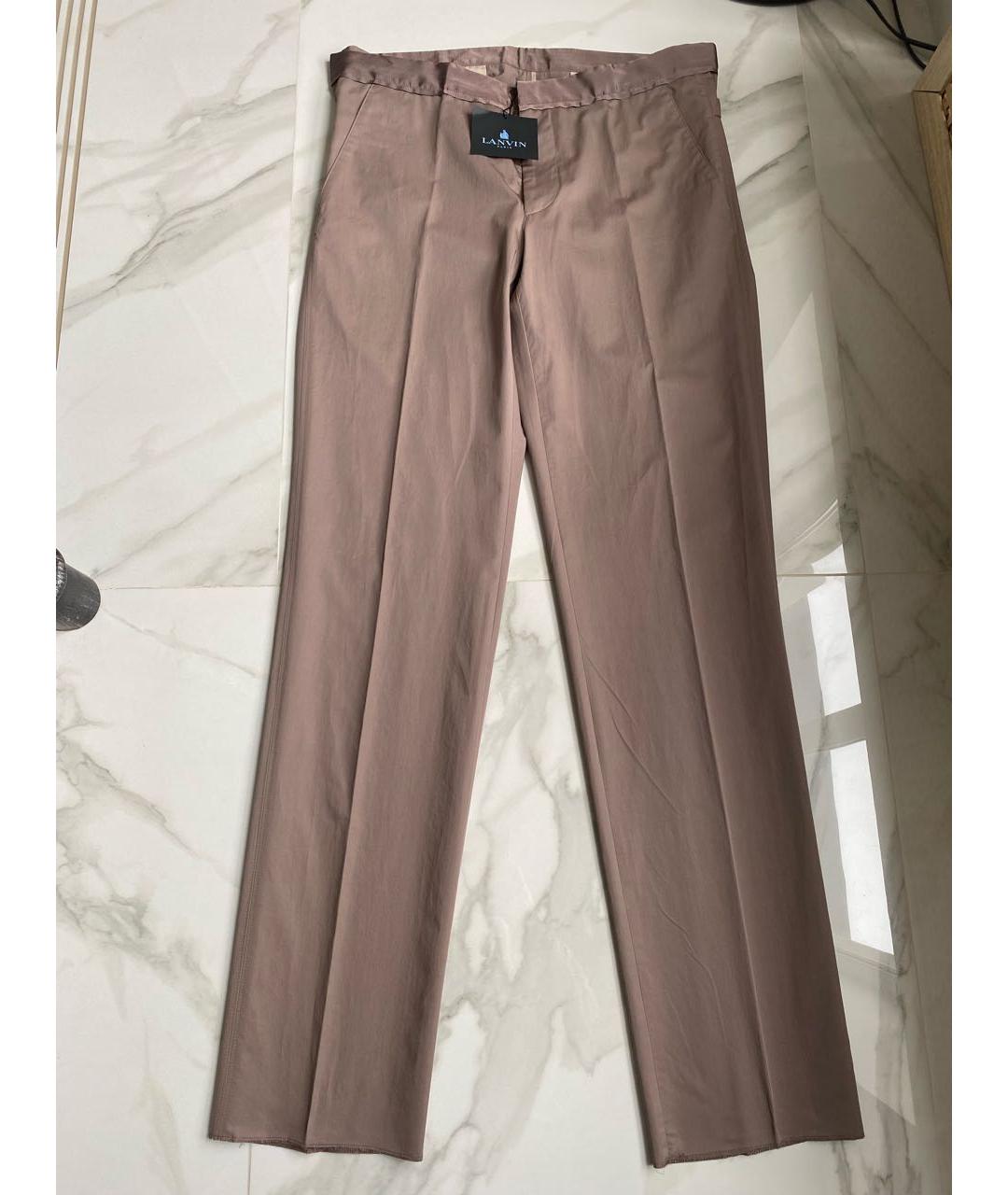 LANVIN Коричневые хлопковые повседневные брюки, фото 9