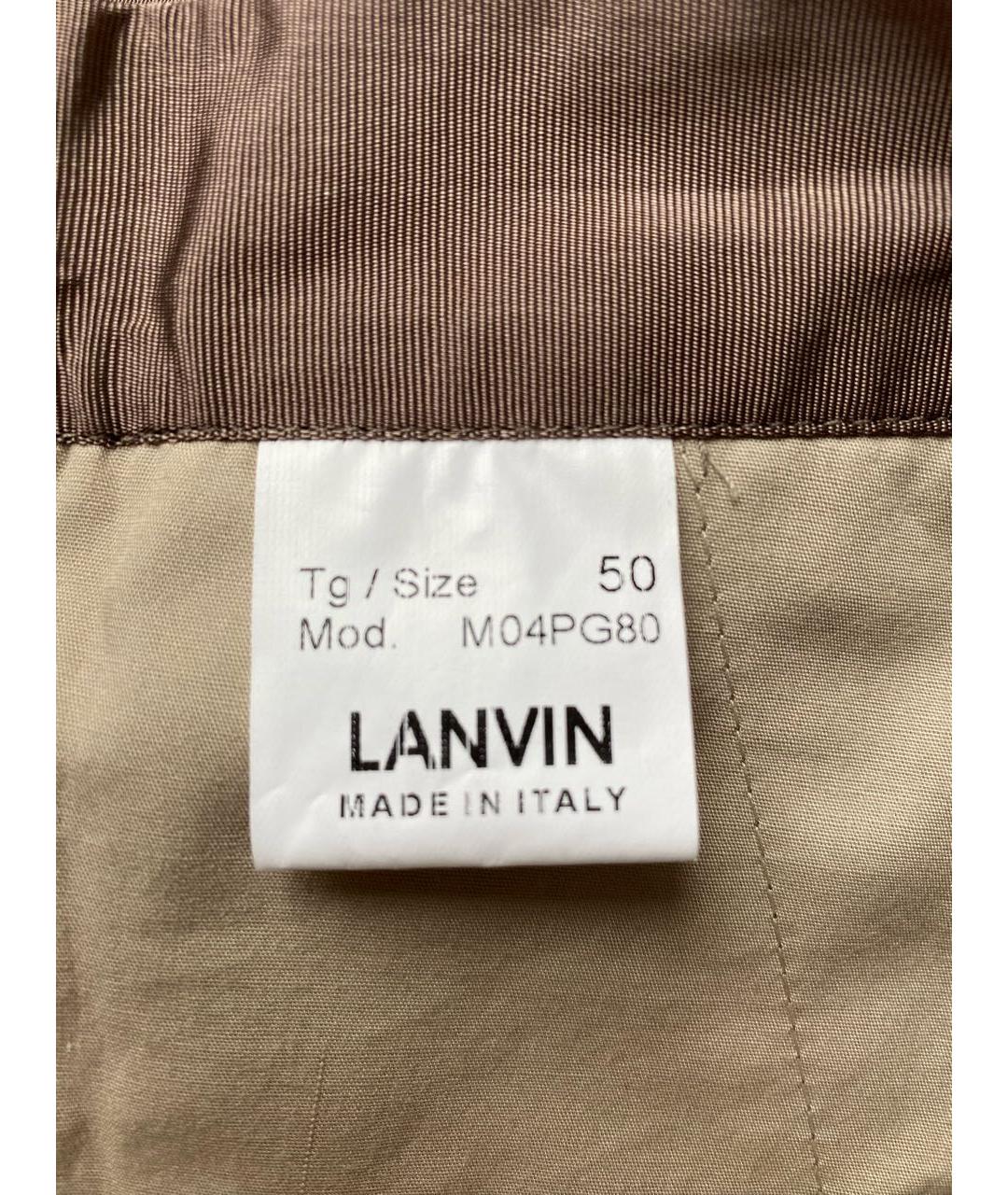 LANVIN Коричневые хлопковые повседневные брюки, фото 2
