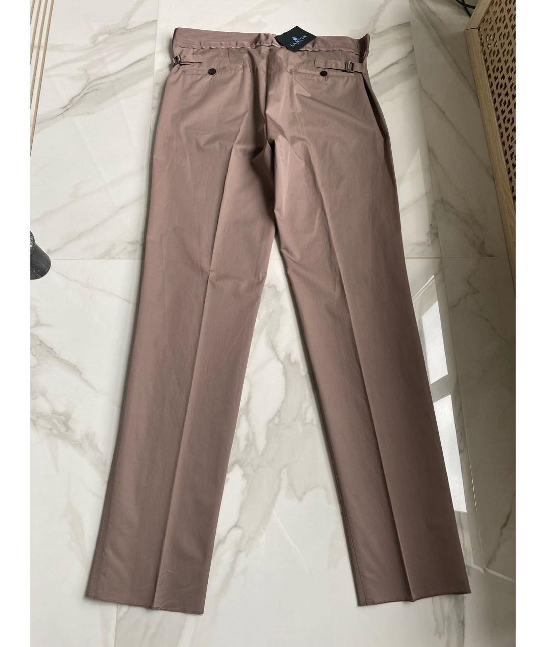 LANVIN Коричневые хлопковые повседневные брюки, фото 3