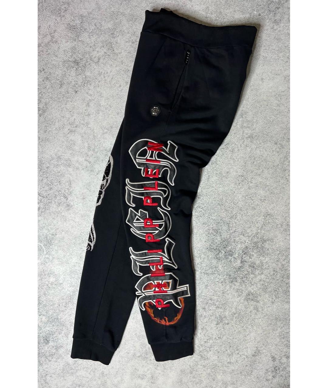 PHILIPP PLEIN Черные хлопковые повседневные брюки, фото 3