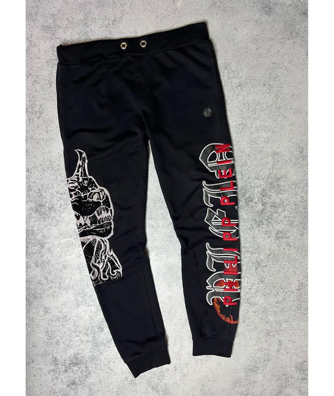 PHILIPP PLEIN Черные хлопковые повседневные брюки, фото 9