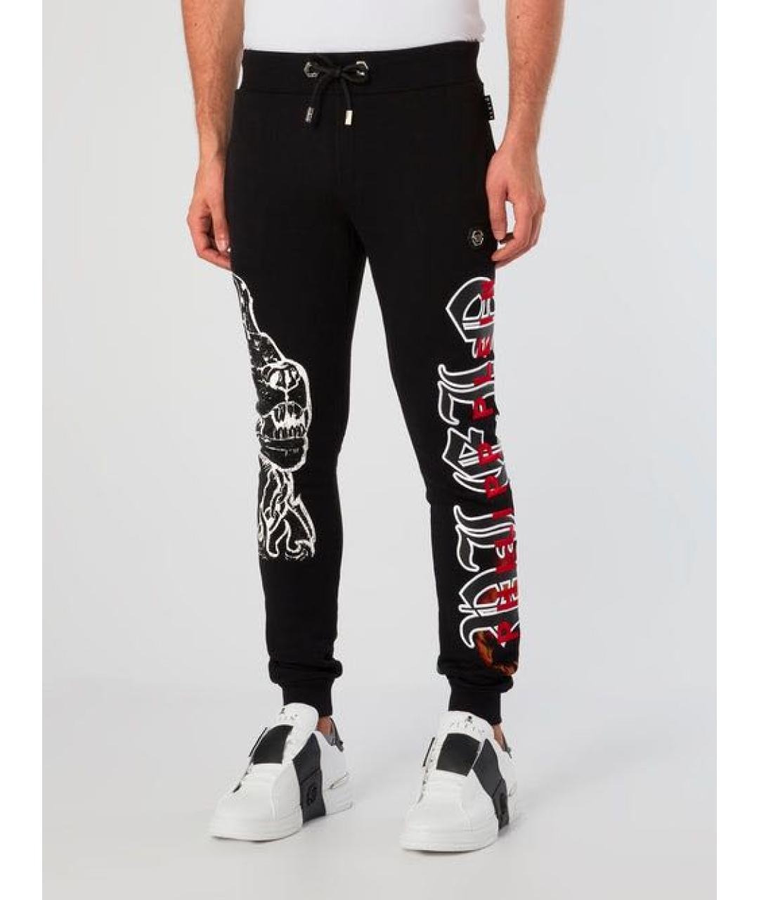 PHILIPP PLEIN Черные хлопковые повседневные брюки, фото 2