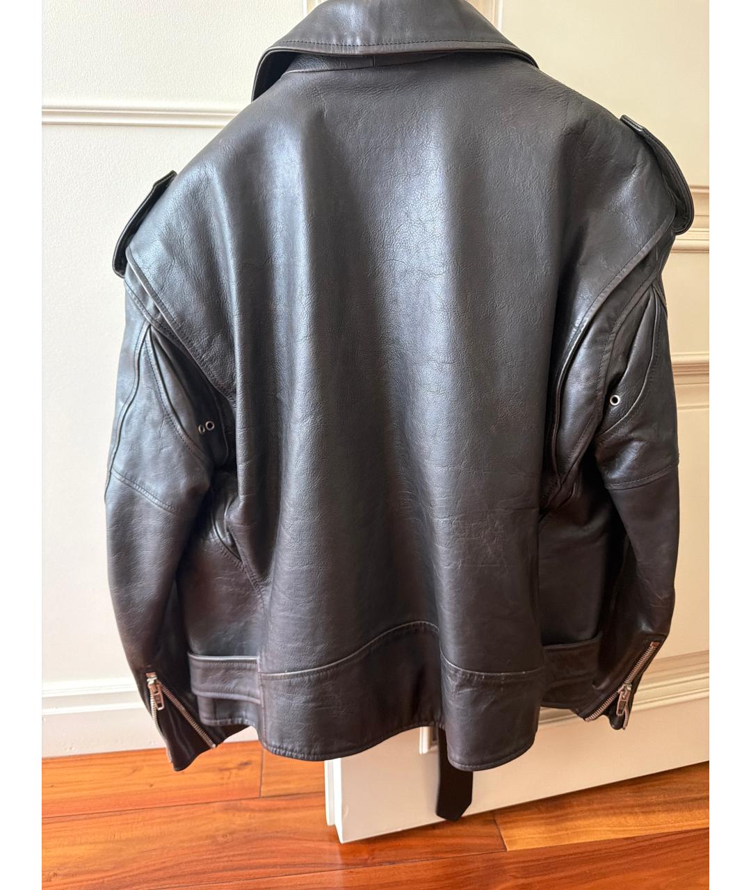 BALENCIAGA Черная кожаная куртка, фото 2