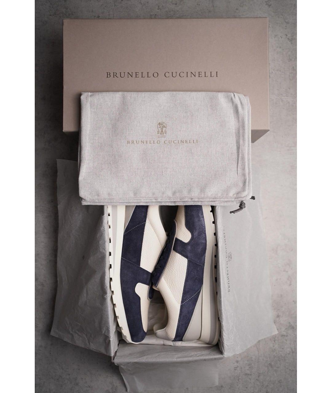 BRUNELLO CUCINELLI Белые кожаные высокие кроссовки / кеды, фото 3