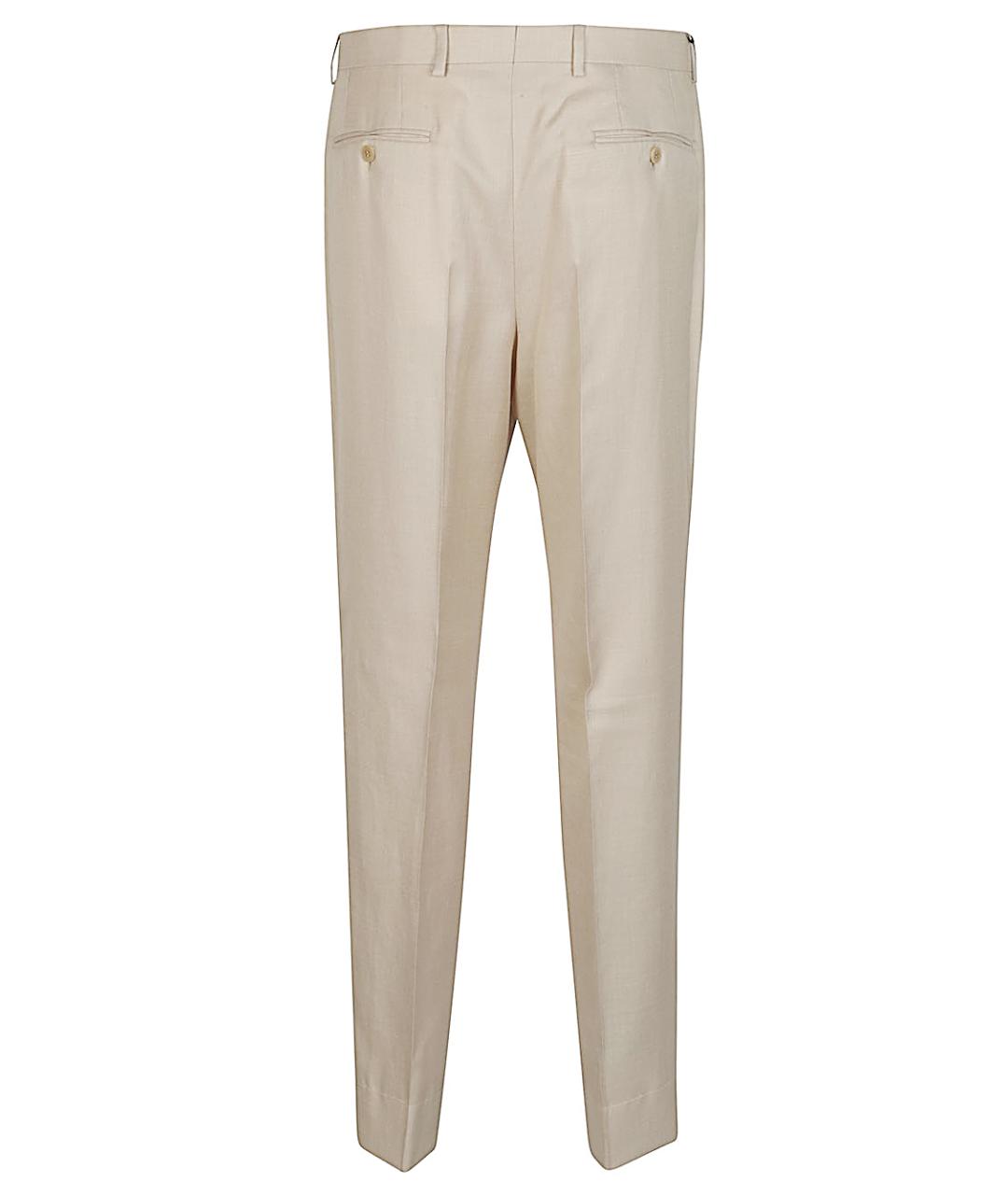 BRIONI Бежевые шелковые классические брюки, фото 2