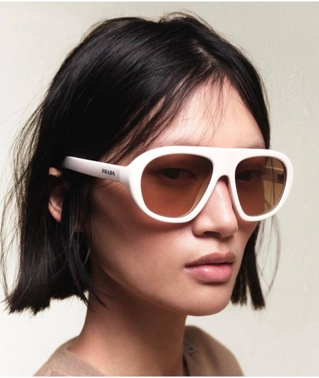 PRADA Белые пластиковые солнцезащитные очки, фото 6