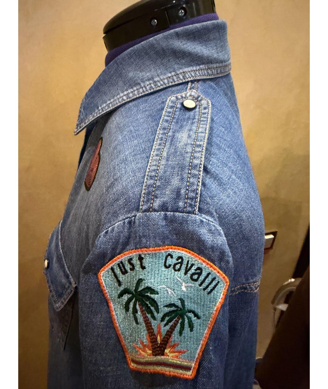 JUST CAVALLI Синяя хлопковая рубашка, фото 7