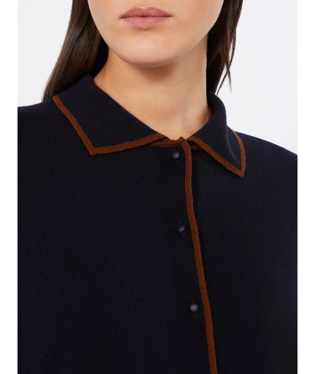 MAX MARA STUDIO Темно-синий шерстяной кардиган, фото 5