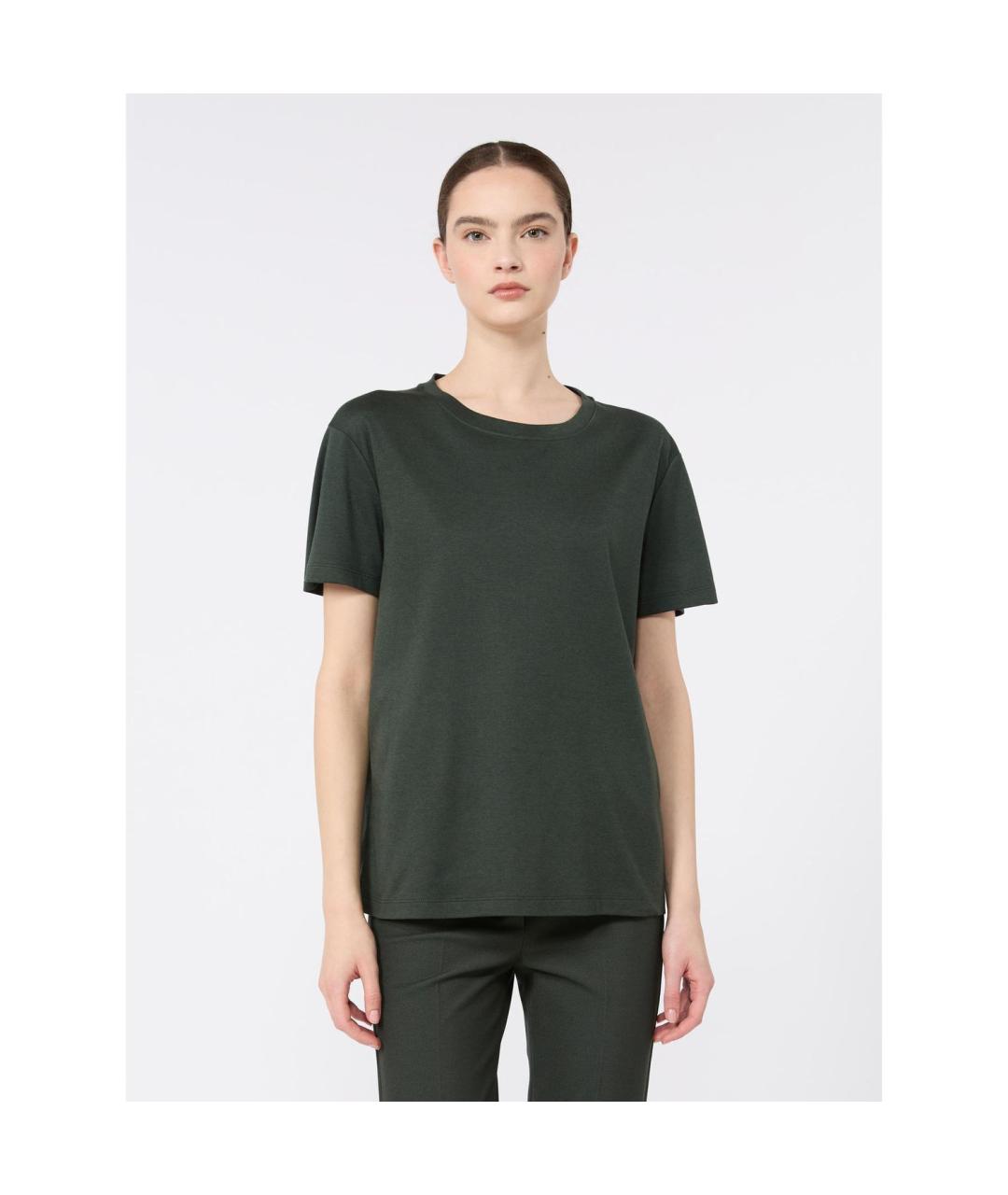 'S MAX MARA Зеленая хлопковая футболка, фото 4