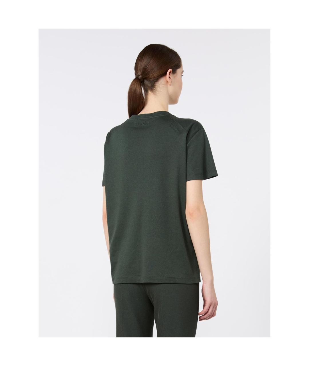 'S MAX MARA Зеленая хлопковая футболка, фото 2