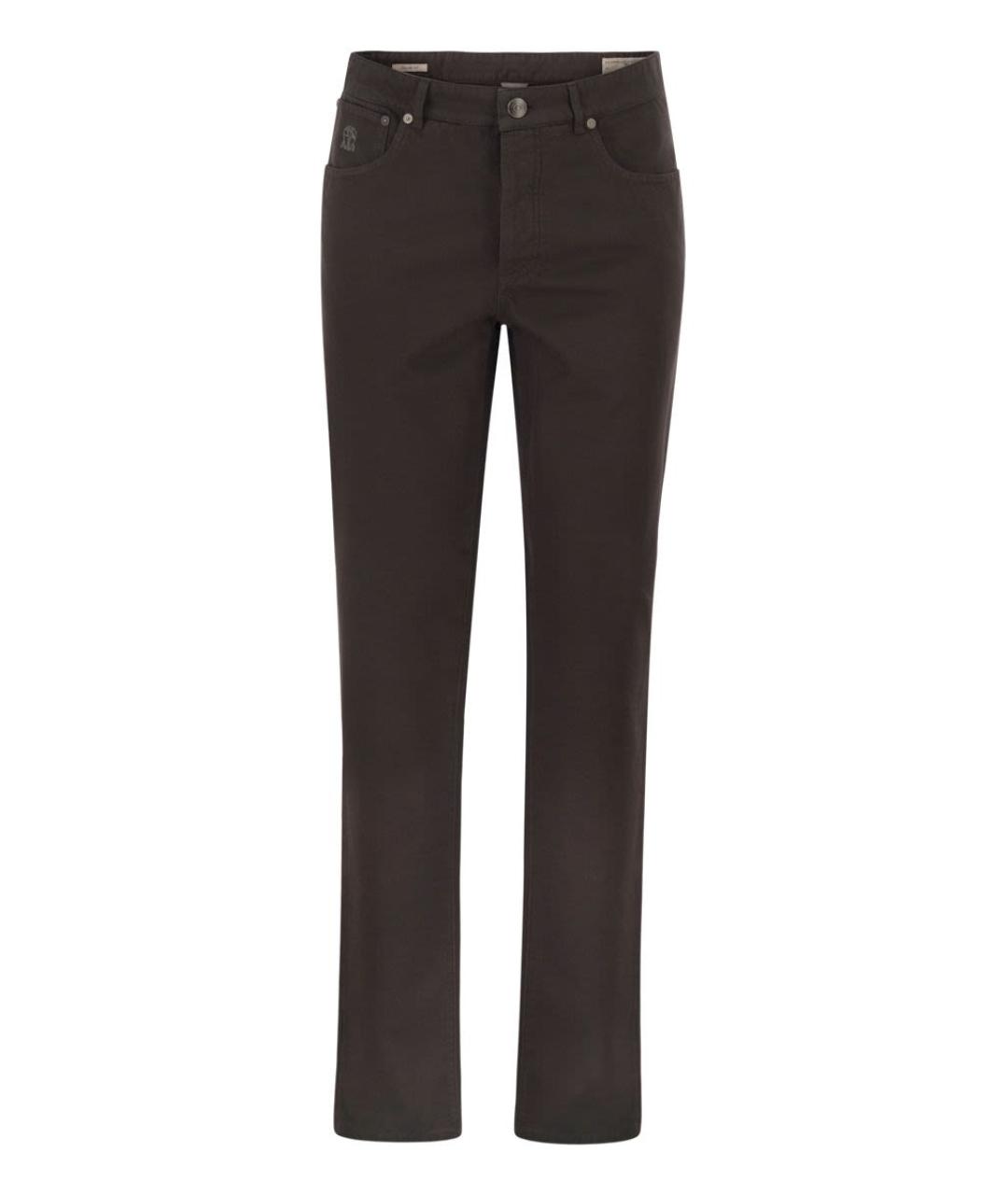 BRUNELLO CUCINELLI Коричневые хлопковые повседневные брюки, фото 1