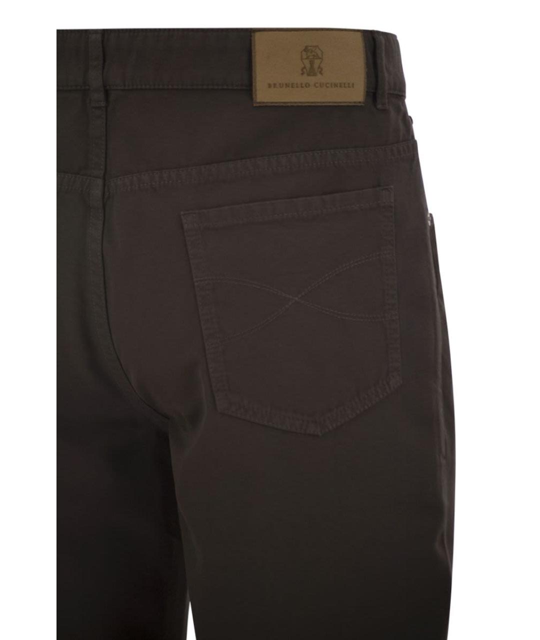 BRUNELLO CUCINELLI Коричневые хлопковые повседневные брюки, фото 4