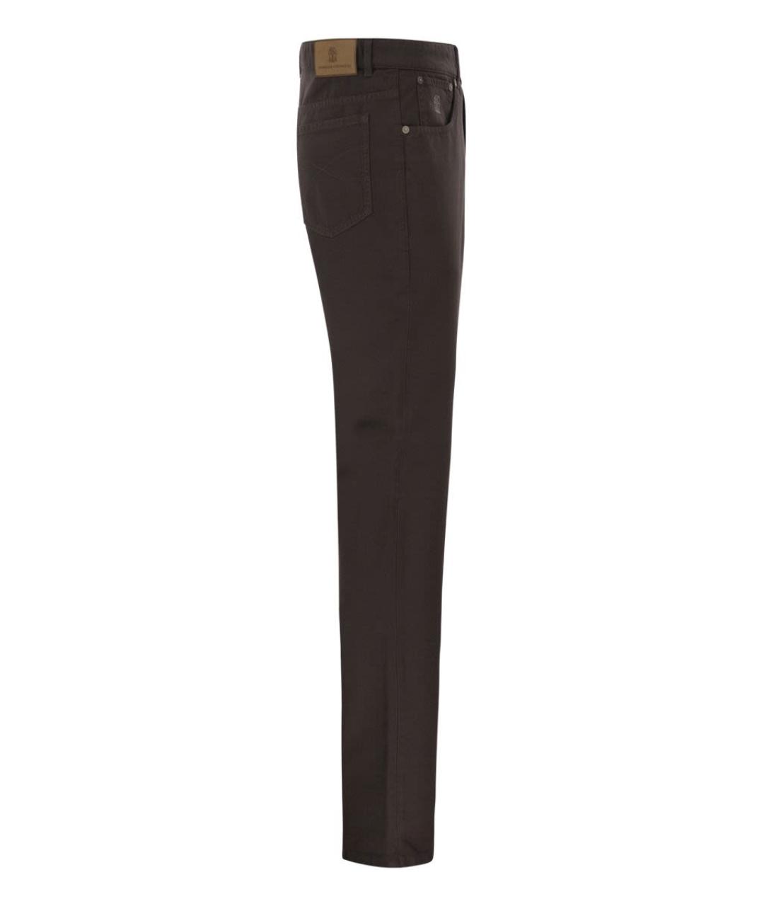 BRUNELLO CUCINELLI Коричневые хлопковые повседневные брюки, фото 3