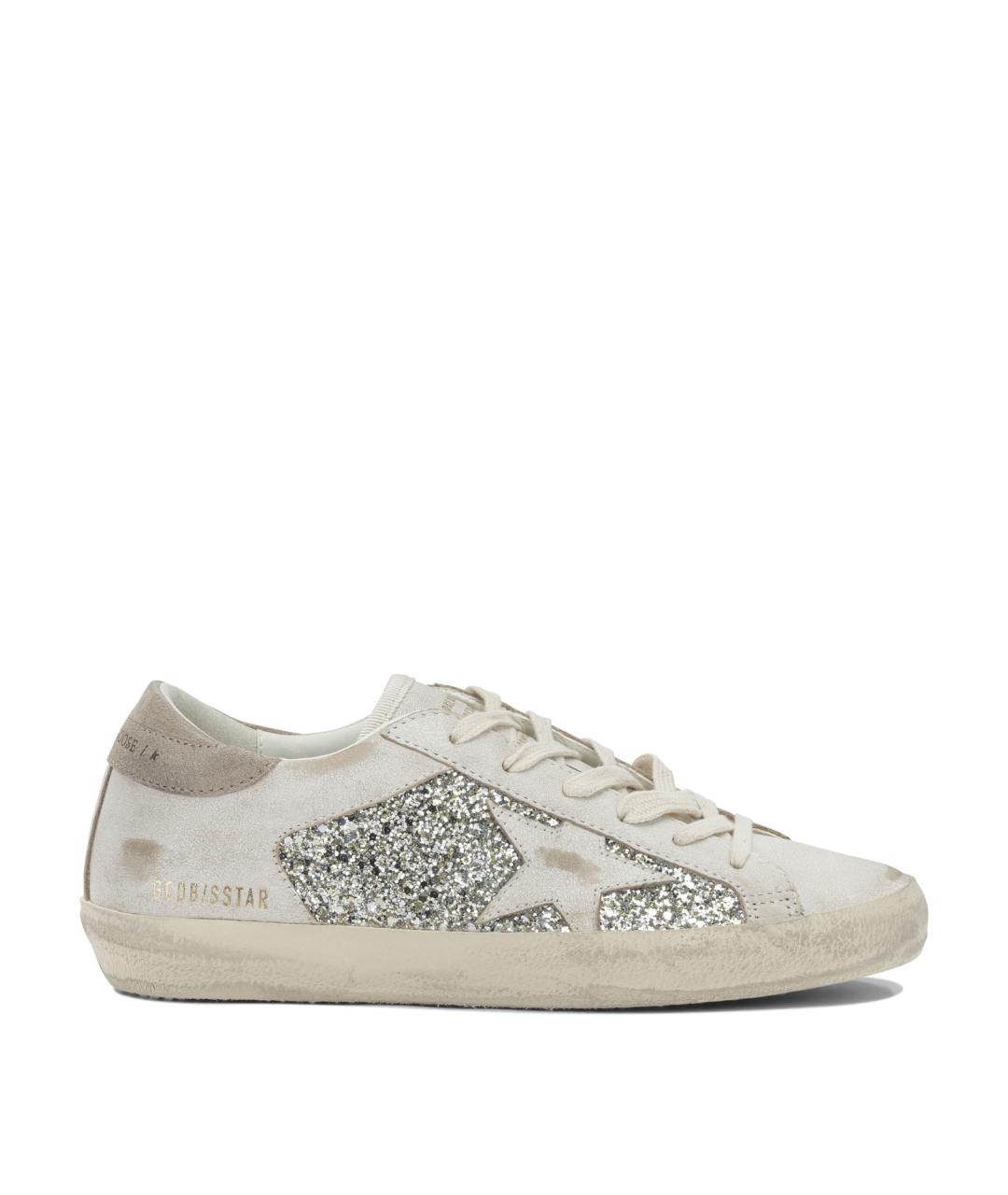 GOLDEN GOOSE DELUXE BRAND Серебряные кожаные кроссовки, фото 1