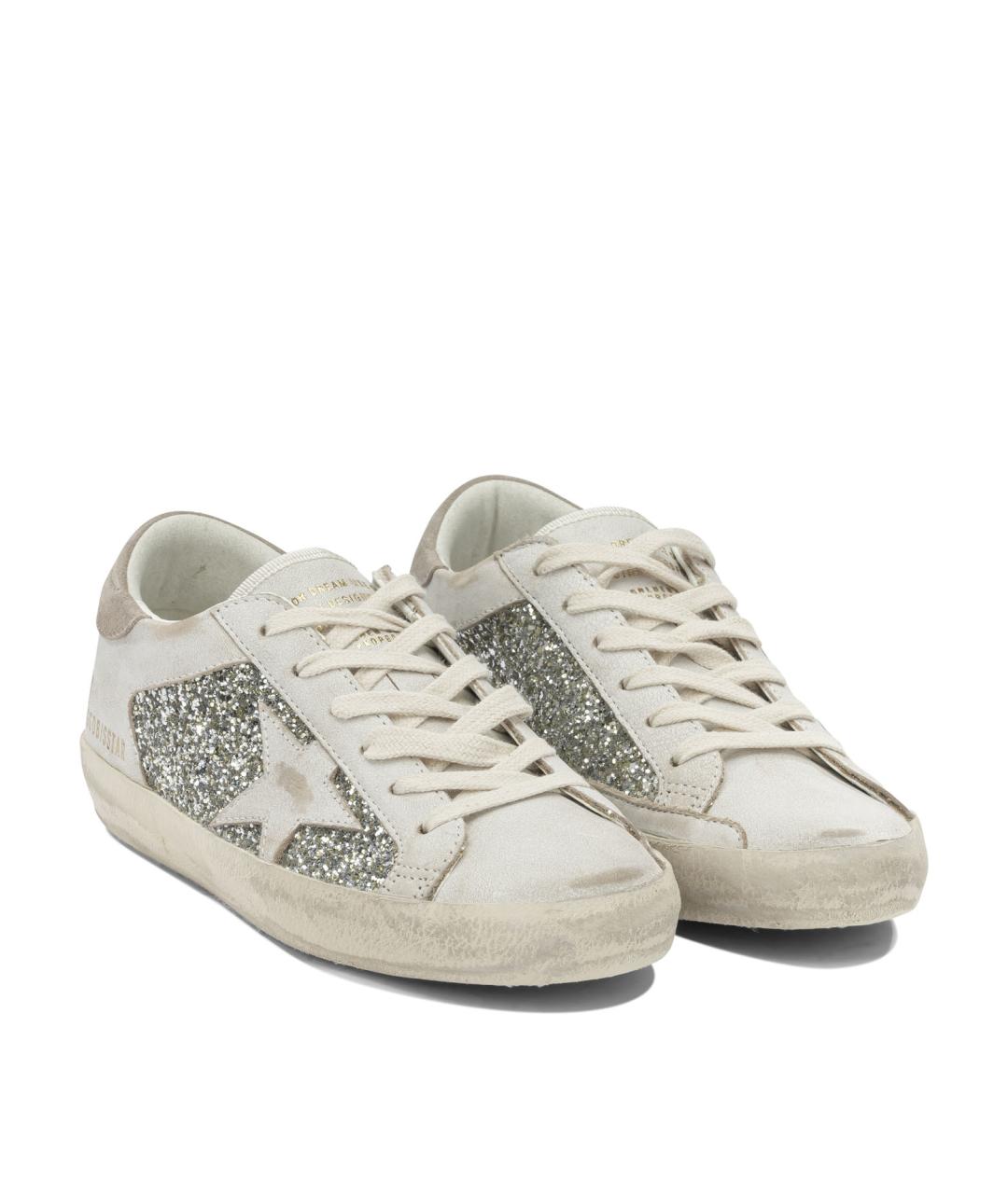 GOLDEN GOOSE DELUXE BRAND Серебряные кожаные кроссовки, фото 2