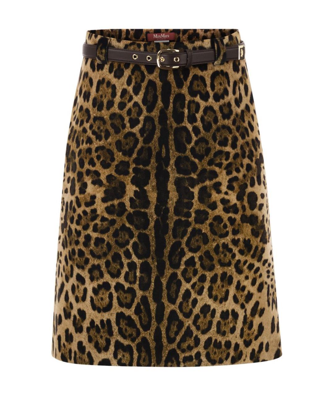 MAX MARA Коричневая хлопковая юбка миди, фото 1