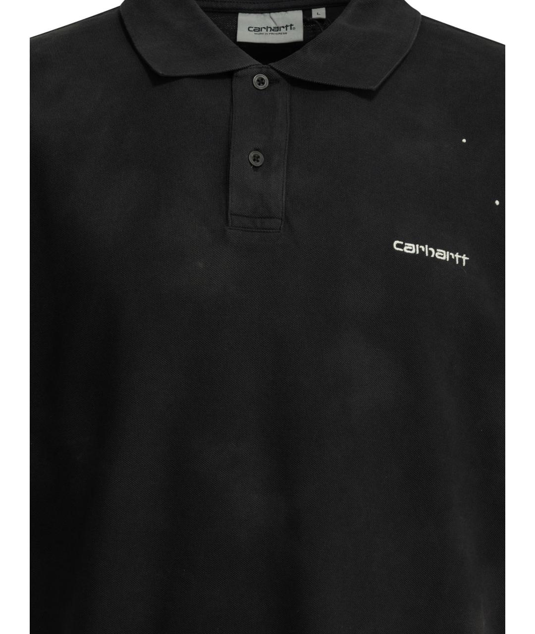 CARHARTT WIP Черное хлопковое поло с коротким рукавом, фото 3