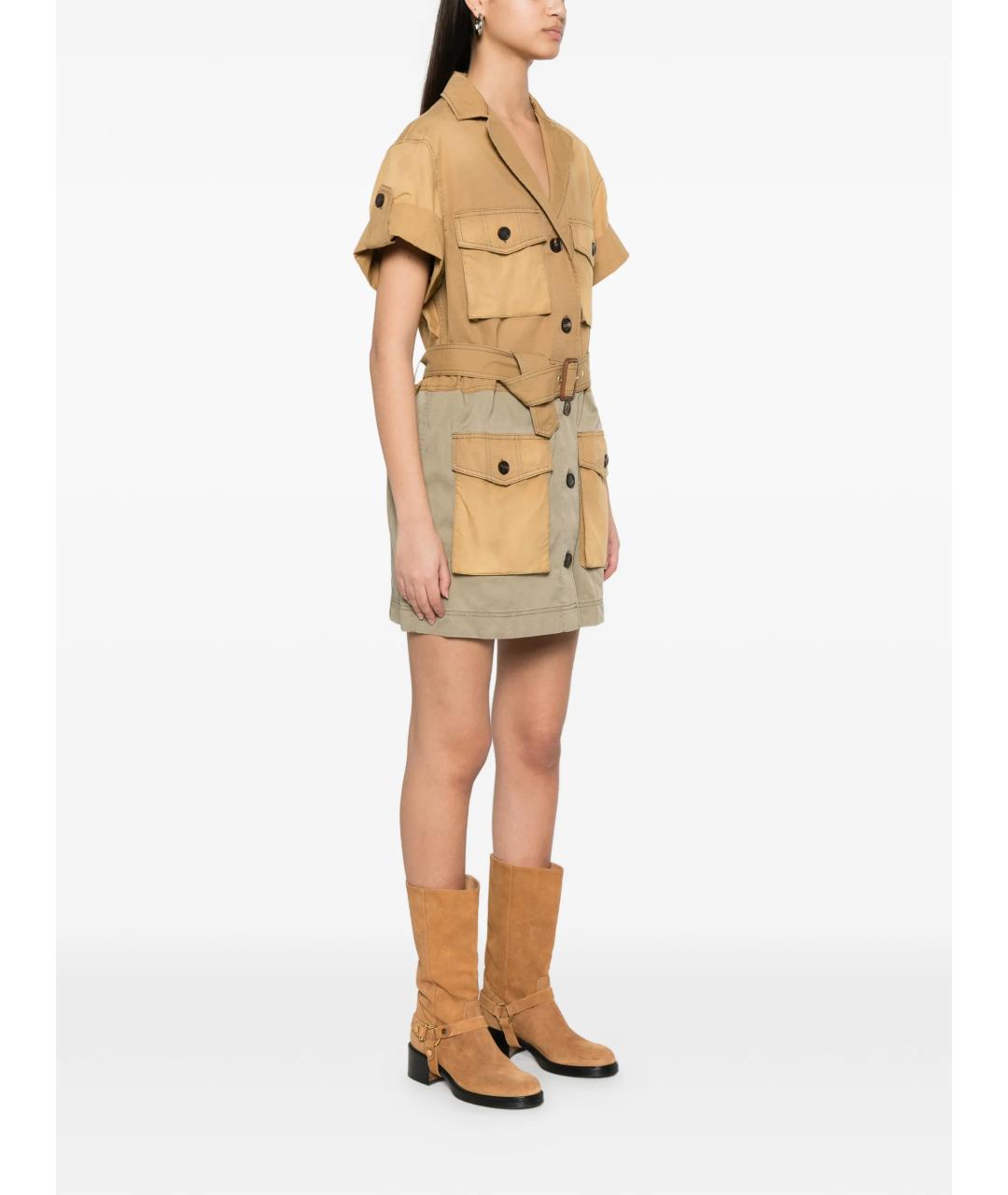 GOLDEN GOOSE DELUXE BRAND Бежевое хлопковое повседневное платье, фото 3