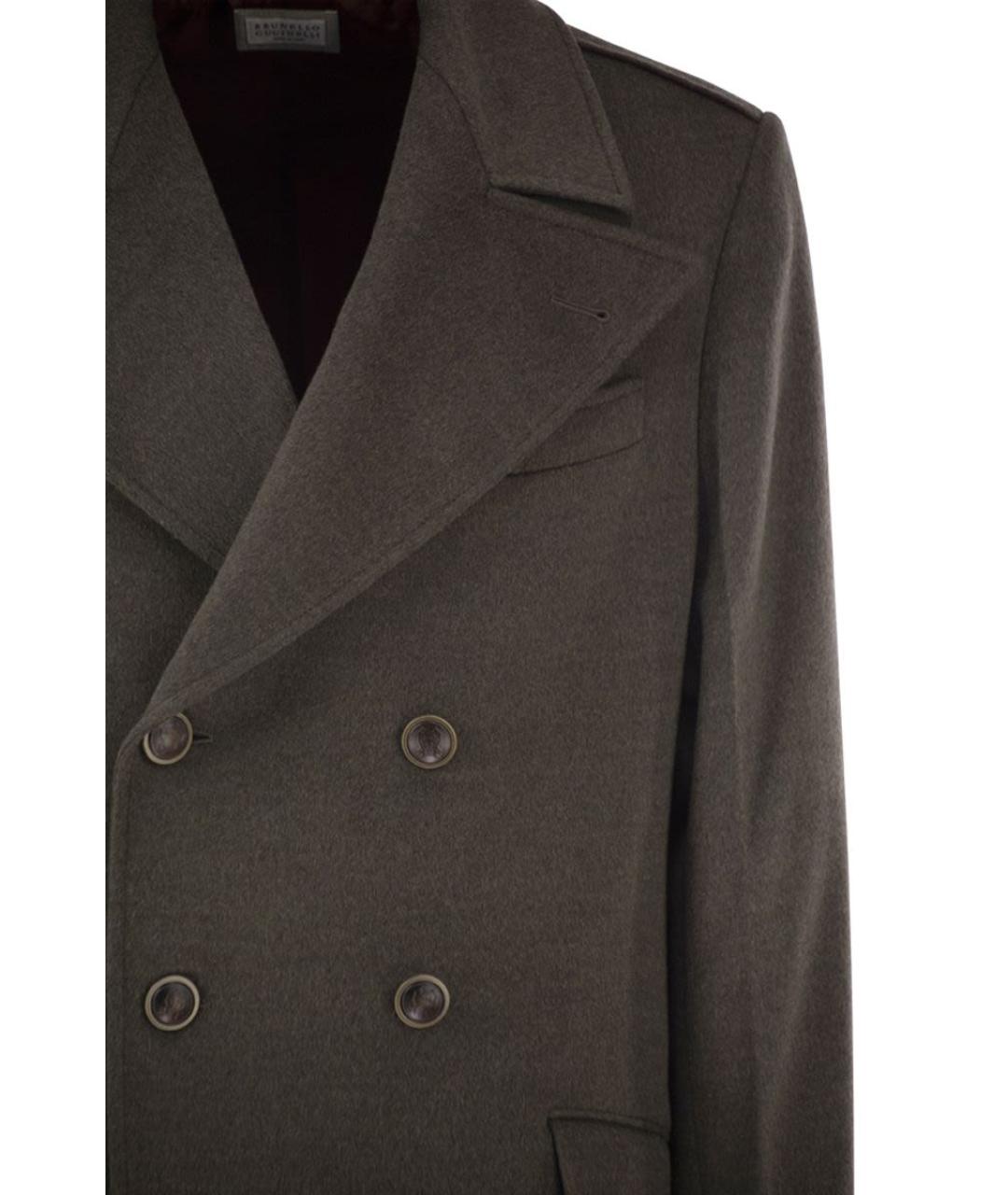 BRUNELLO CUCINELLI Коричневое шерстяное пальто, фото 4