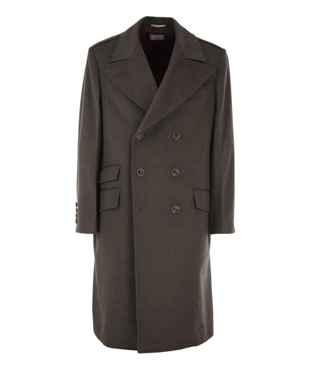 BRUNELLO CUCINELLI Коричневое шерстяное пальто, фото 1
