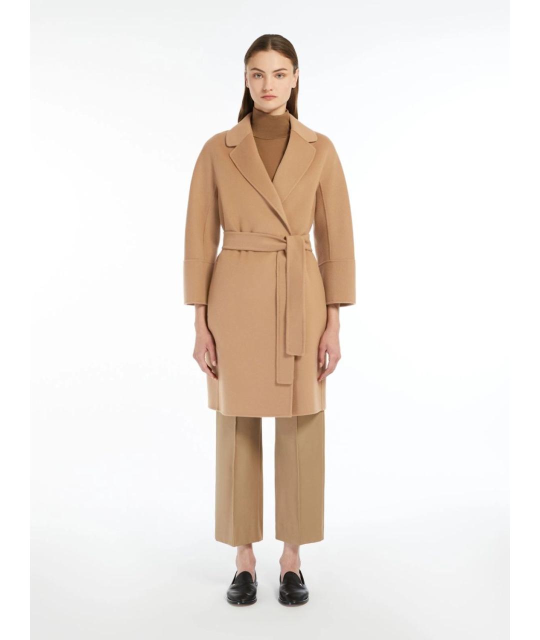 'S MAX MARA Бежевое шерстяное пальто, фото 3