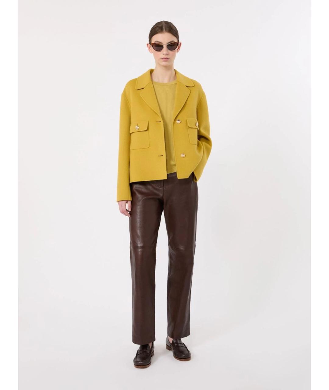 'S MAX MARA Коричневые кожаные прямые брюки, фото 2